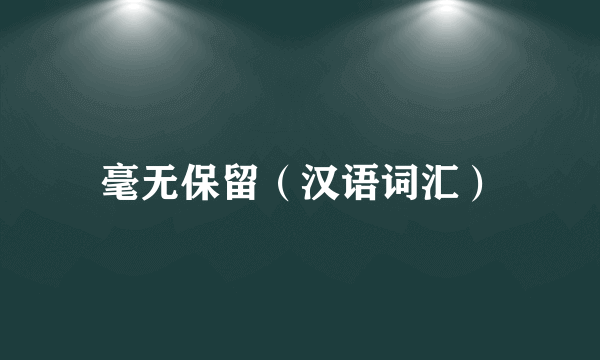 毫无保留（汉语词汇）