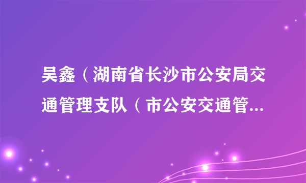 吴鑫（湖南省长沙市公安局交通管理支队（市公安交通管理局）支队长、二级高级警长）