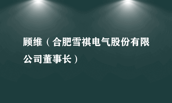 顾维（合肥雪祺电气股份有限公司董事长）