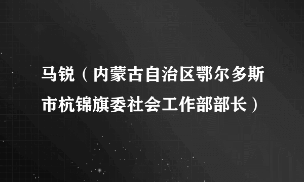 马锐（内蒙古自治区鄂尔多斯市杭锦旗委社会工作部部长）