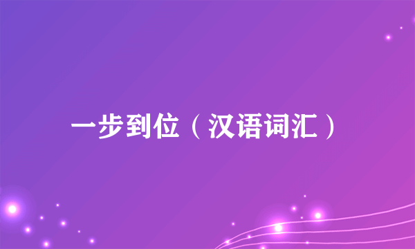 一步到位（汉语词汇）