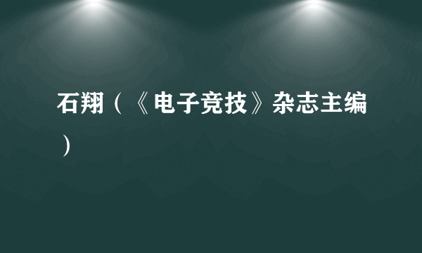 石翔（《电子竞技》杂志主编）