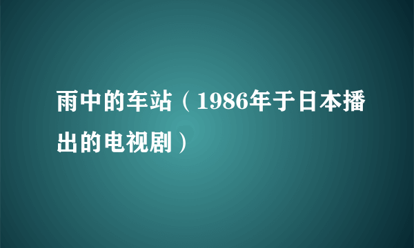 雨中的车站（1986年于日本播出的电视剧）
