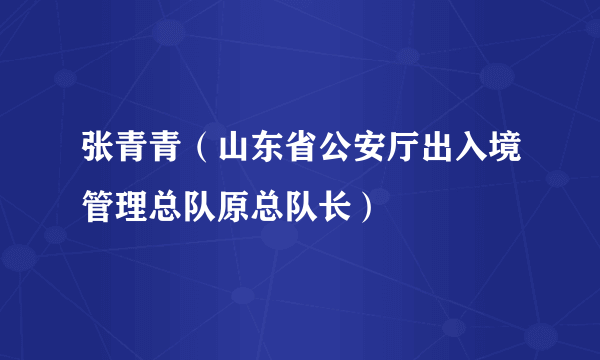 张青青（山东省公安厅出入境管理总队原总队长）