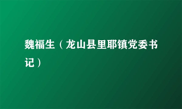 魏福生（龙山县里耶镇党委书记）
