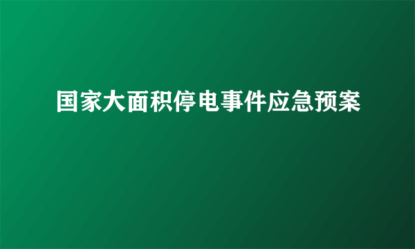 国家大面积停电事件应急预案