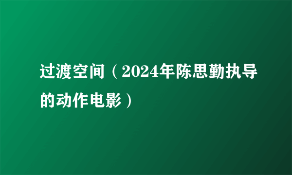 过渡空间（2024年陈思勤执导的动作电影）