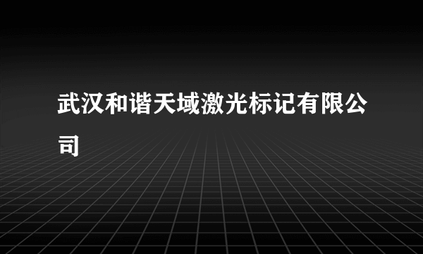 武汉和谐天域激光标记有限公司