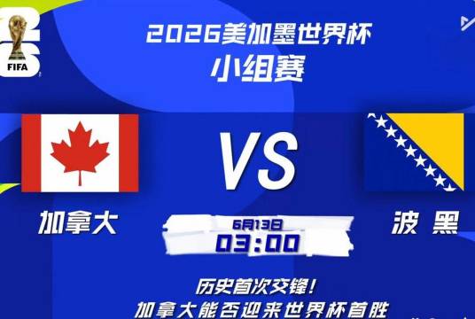 2026年国际足联世界杯小组赛：加拿大vs波黑