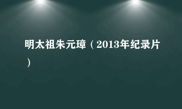 明太祖朱元璋（2013年纪录片）