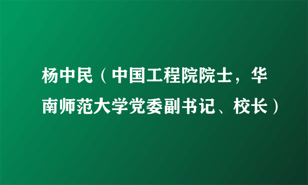 杨中民（中国工程院院士，华南师范大学党委副书记、校长）