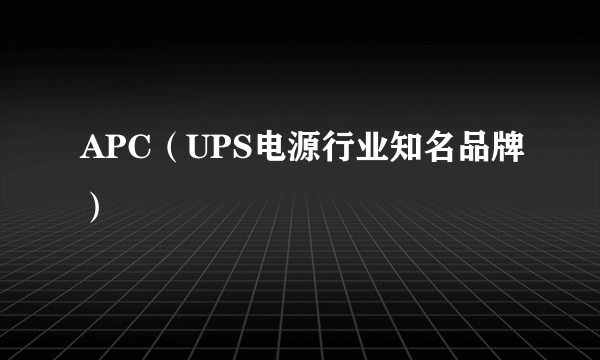APC（UPS电源行业知名品牌）