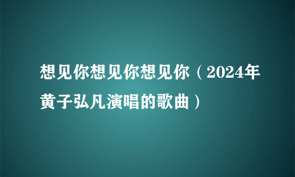 想见你想见你想见你（2024年黄子弘凡演唱的歌曲）