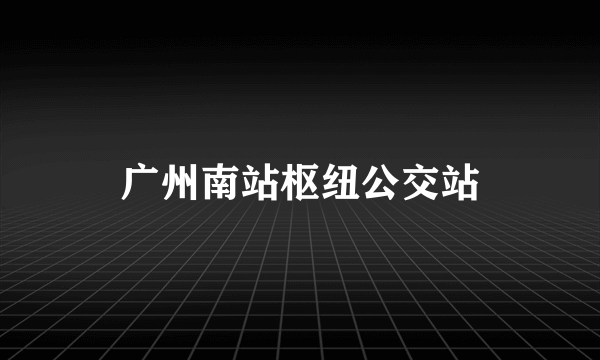 广州南站枢纽公交站