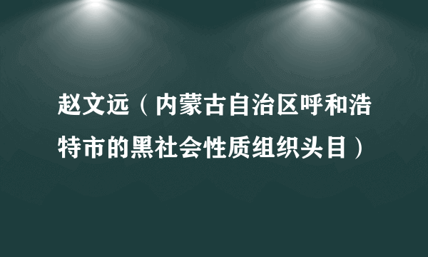 赵文远（内蒙古自治区呼和浩特市的黑社会性质组织头目）