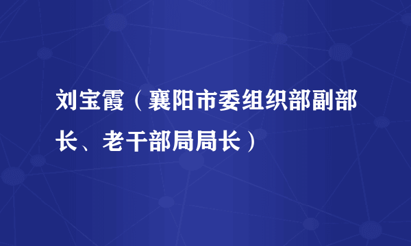 刘宝霞（襄阳市委组织部副部长、老干部局局长）