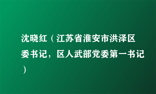 沈晓红（江苏省淮安市洪泽区委书记，区人武部党委第一书记）