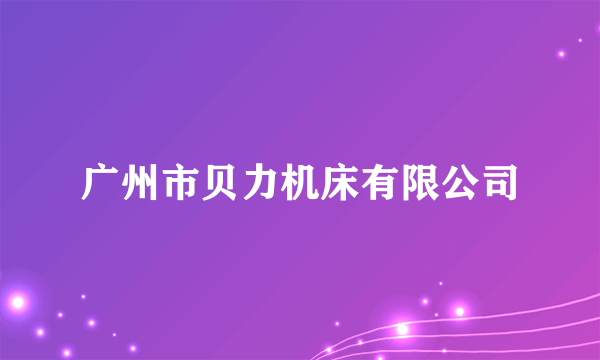 广州市贝力机床有限公司