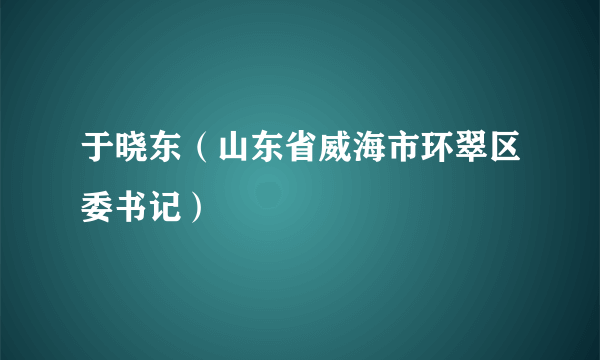 于晓东（山东省威海市环翠区委书记）