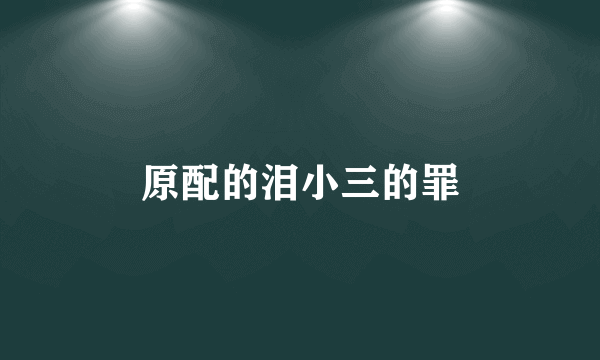 原配的泪小三的罪
