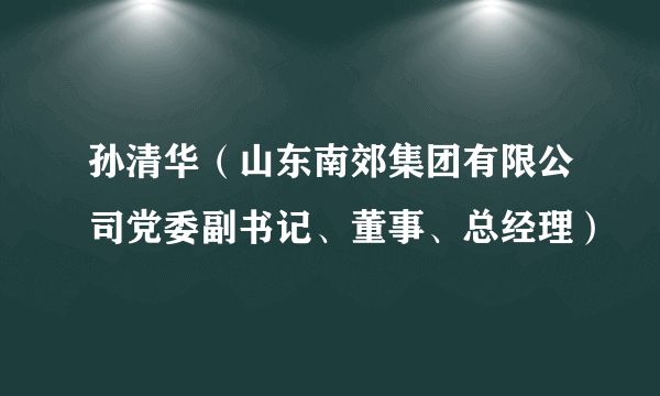 孙清华（山东南郊集团有限公司党委副书记、董事、总经理）