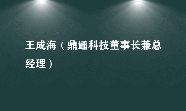 王成海（鼎通科技董事长兼总经理）