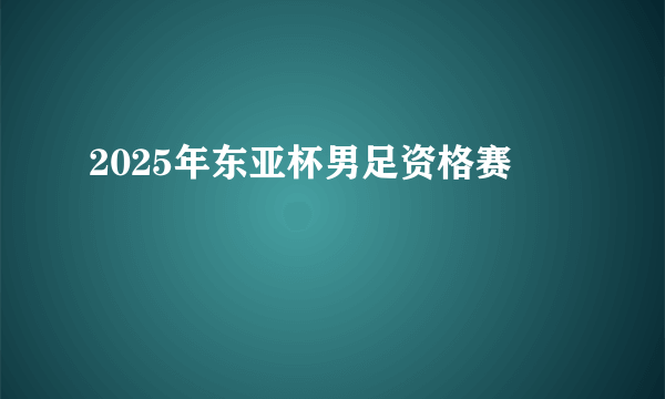 2025年东亚杯男足资格赛