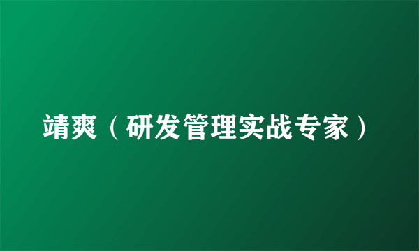 靖爽（研发管理实战专家）