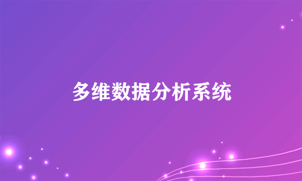 多维数据分析系统