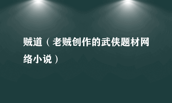 贼道（老贼创作的武侠题材网络小说）