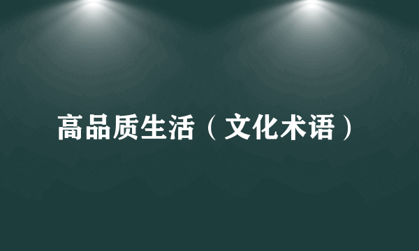 高品质生活（文化术语）