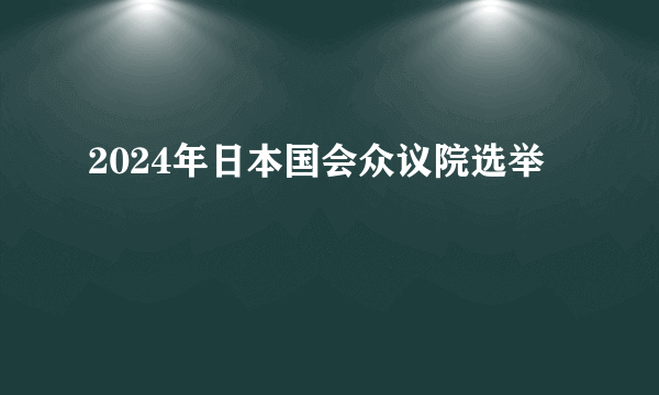 2024年日本国会众议院选举