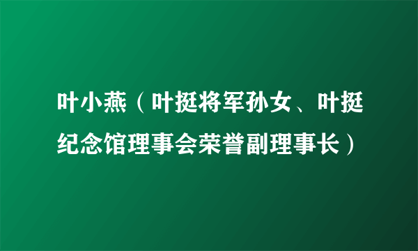 叶小燕（叶挺将军孙女、叶挺纪念馆理事会荣誉副理事长）