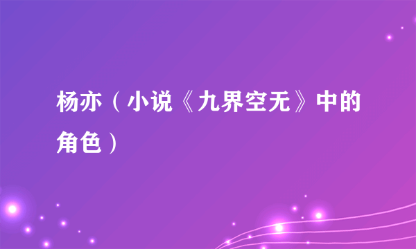 杨亦（小说《九界空无》中的角色）