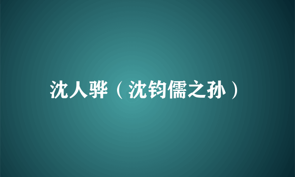 沈人骅（沈钧儒之孙）