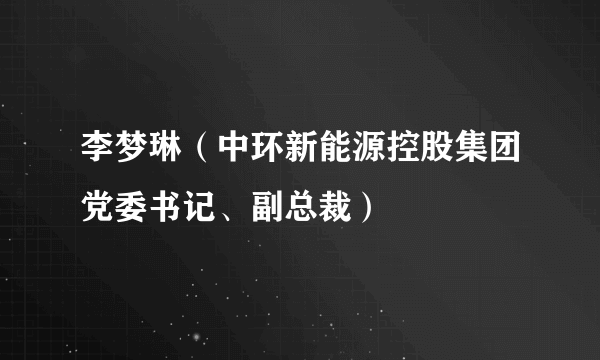 李梦琳（中环新能源控股集团党委书记、副总裁）