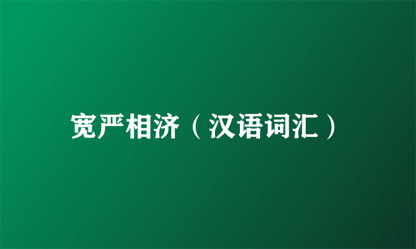宽严相济（汉语词汇）