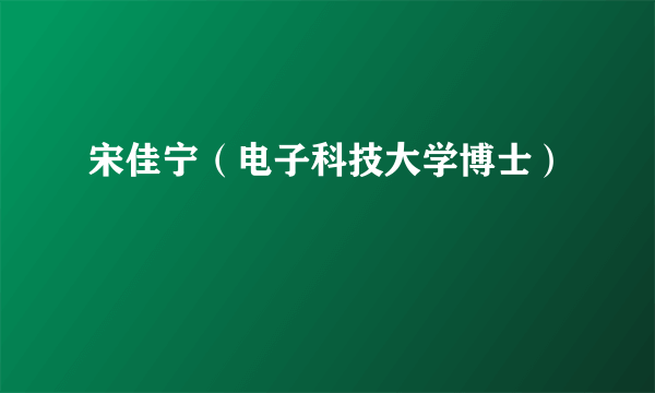 宋佳宁（电子科技大学博士）