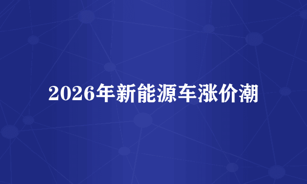 2026年新能源车涨价潮