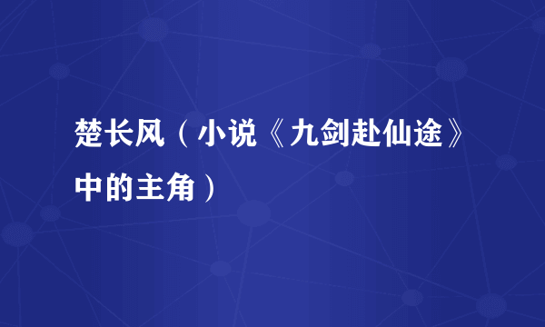 楚长风（小说《九剑赴仙途》中的主角）