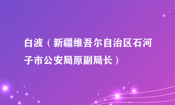 白波（新疆维吾尔自治区石河子市公安局原副局长）