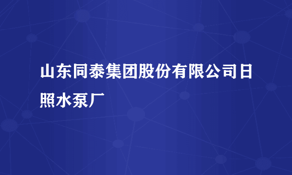 山东同泰集团股份有限公司日照水泵厂