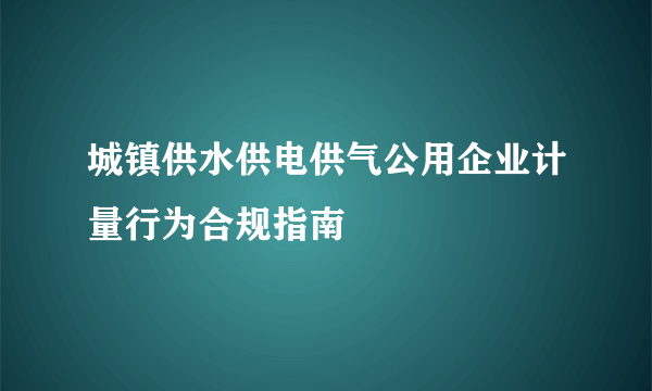 城镇供水供电供气公用企业计量行为合规指南