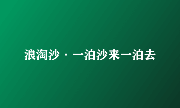 浪淘沙·一泊沙来一泊去