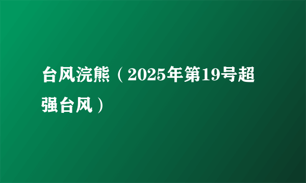 台风浣熊（2025年第19号超强台风）
