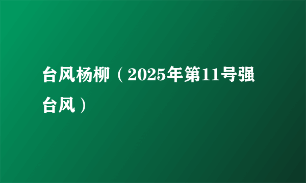台风杨柳（2025年第11号强台风）