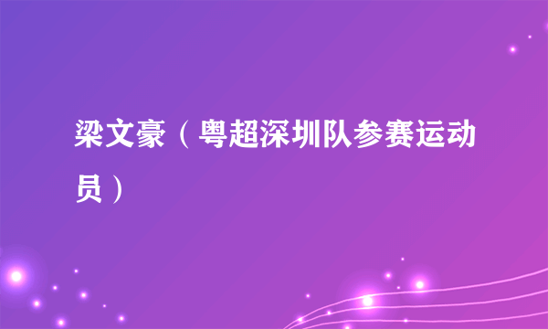 梁文豪（粤超深圳队参赛运动员）
