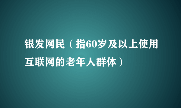 银发网民（指60岁及以上使用互联网的老年人群体）