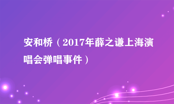 安和桥（2017年薛之谦上海演唱会弹唱事件）