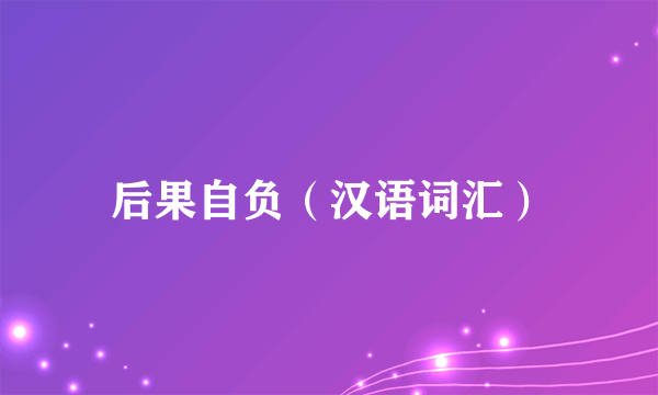 后果自负（汉语词汇）